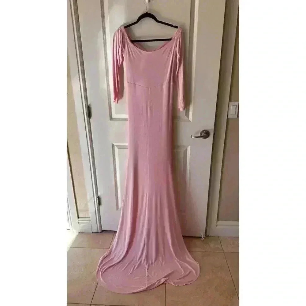 Maternity Dress Size S Off Shoulder Slim Fit Maxi Dress Photoshoot. - Picture 3 of 8